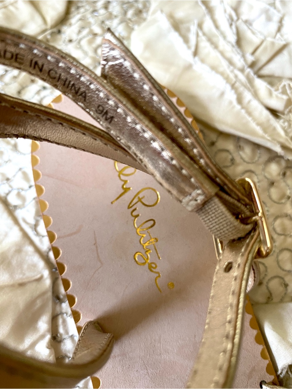Lilly Pulitzer Katie Embellished Sandals Rhinestone Gold Metallic Sz 9 - Picture 10 of 16
